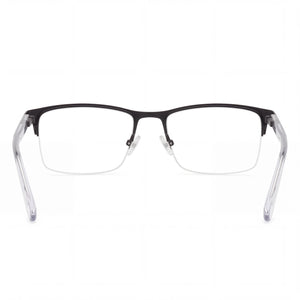 Kenneth Cole REACTION Rn50004 Rectangle Eyeglasses Men — side view, Transparent Metal temples