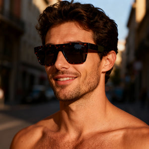 Lacoste Adjustable Square Sunglasses Men — side view, Non-Polarized Grey lens