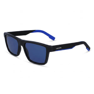 Lacoste Black Rectangle Sunglasses Unisex, Black Blue lens