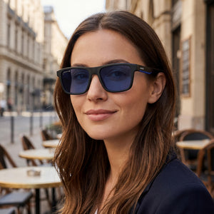 Lacoste Black Sunglasses Unisex — outdoor wear, Black Blue lens