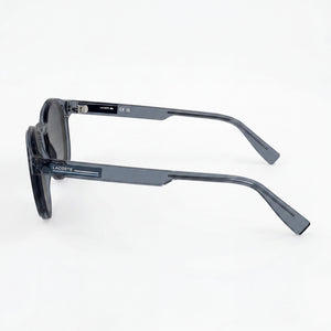 Lacoste Classic Round Sunglasses Men — side view, Clear Demo Grey lens