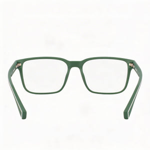 Lacoste Rectangle Eyeglasses Men — side view, Green Injected temples