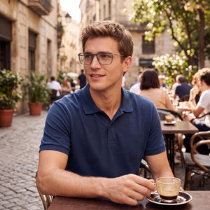 Lacoste L2285E Semimatte Blue Eyeglasses Men — outdoor wear, Rectangle frame