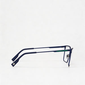 Lacoste L2296 Rectangle Eyeglasses Men — side view, Matte Blue Metal temples