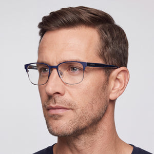 Lacoste L2304 N Square Eyeglasses Men — side view, Blue temples