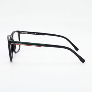 Lacoste L2859 N Rectangle Eyeglasses Men — side view, Black Plastic temples