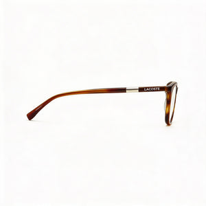 Lacoste L2885 Rectangle Eyeglasses Women — side view, Havana Acetate temples