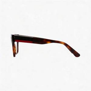 Lacoste L2919 Rectangle Eyeglasses Men — side view, Havana Acetate temples