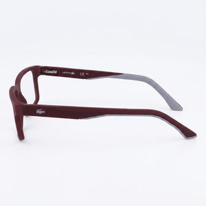 Lacoste L2922 Rectangle Eyeglasses Women — side view, Dark Red Polycarbonate temples
