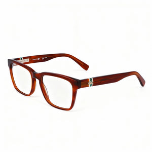 Lacoste L2932 Square Eyeglasses Unisex — side view, Red Metal temples