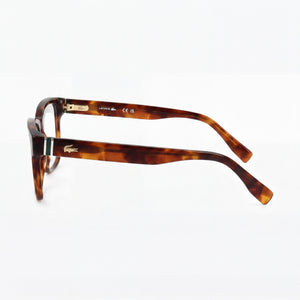Lacoste L2937 Rectangle Eyeglasses Unisex — side view, Havana Metal temples