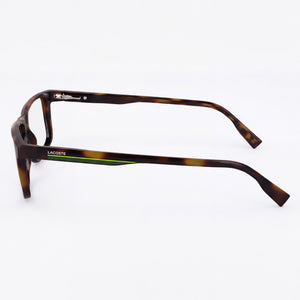 Lacoste L2959 Rectangle Eyeglasses Unisex — side view, Havana Green temples