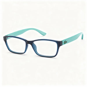 Lacoste L3803b Rectangle Eyeglasses Women — side view, Blue Acetate temples