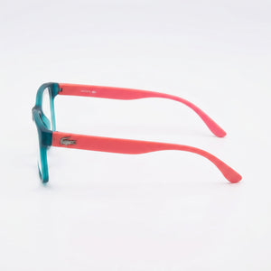 Lacoste L3804b Rectangle Eyeglasses Unisex — side view, Blue Plastic temples