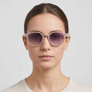 Lacoste L6000S Round Sunglasses Women — side view, Nude lens