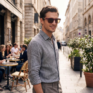 Lacoste L6043S Red Sunglasses Men — outdoor wear, Orange Mirror Non-Polarized lens