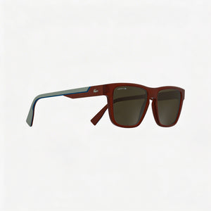 Lacoste L6058s Rectangle Sunglasses Men — side view, Non-Polarized Solid Brown lens