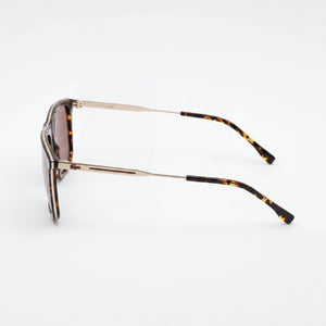 Lacoste L945s Rectangle Sunglasses Women — side view, Non-Polarized Solid Brown lens