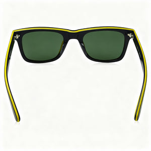 Lacoste Modern Square Sunglasses Unisex — side view, Polarized Green lens detail