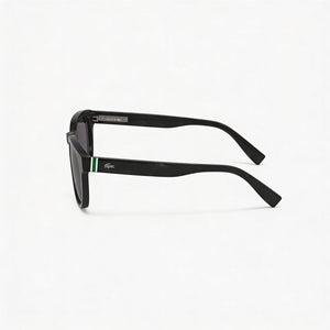 Lacoste Modern Heritage Rectangle Sunglasses Men — side view, Non-Polarized Havana Grey lens