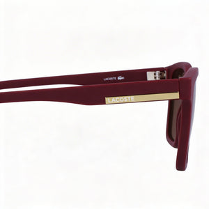 Lacoste Modern Rectangle Sunglasses Unisex — side view, Non-Polarized Matte Dark Red lens