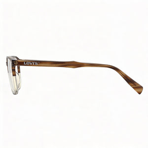 Levi's Rectangle Eyeglasses Men — side view, Brown Horn Plastic temples