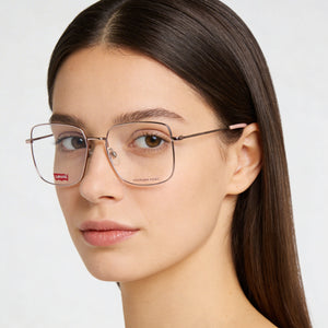 Levi's Lv 1010 Rectangle Eyeglasses for Women — interior view, Plastic demo lenses