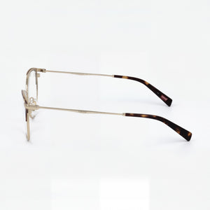 Levi's Modern Oval Eyeglasses Women — side view, Gold Gold temples