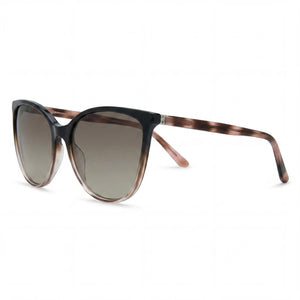 Liz Claiborne Classic Shaded Grey Pink Cat Eye Sunglasses for Women, Dark Grey Shaded lens