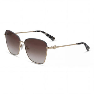 Longchamp LO153S Gold Square Sunglasses for Women, Brown Gradient lens