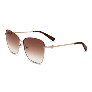 Longchamp LO153S Gold Square Sunglasses for Women, Light Brown Gradient lens