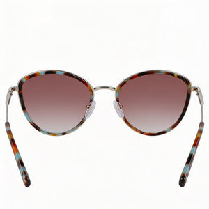 Longchamp LO170S Round Sunglasses Women — side view, Non-Polarized Gold/Aqua Caramel Havana lens
