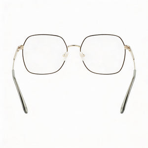 Longchamp LO2148 Square Eyeglasses Women — side view, Gold Propionate temples