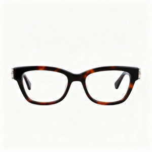 Longchamp LO2713 Square Eyeglasses Women — side view, Brown Plastic temples