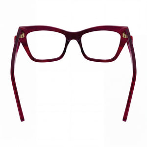 Longchamp LO2762 Rectangle Eyeglasses Women — side view, Red Acetate temples