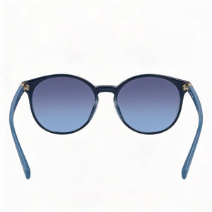 Longchamp LO658S Round Eyeglasses Women — side view, Blue Plastic temples