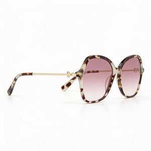 Longchamp LO705S Square Sunglasses Women — side view, Non-Polarized Havana Aqua lens