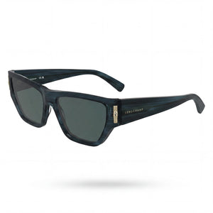 Longchamp LO774S Green Rectangle Sunglasses for Men, Striped Blue lens