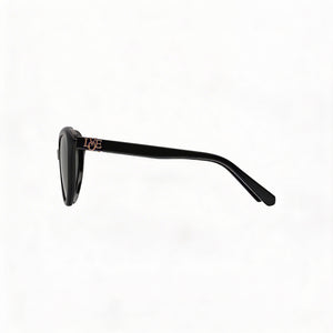 Love Moschino Cat Eye Sunglasses Women — side view, Non-Polarized Black lens