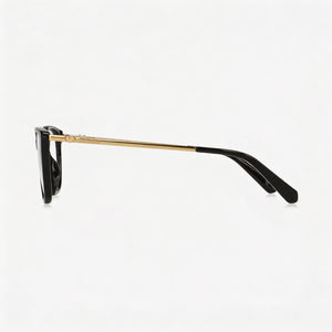 Love Moschino Rectangle Eyeglasses Women — side view, Black Acetate temples