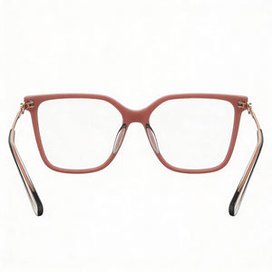 Love Moschino Square Eyeglasses Women — side view, Brown Acetate temples