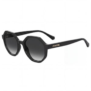 Love Moschino Casual Black Round Sunglasses for Women, Dark Grey Shaded lens