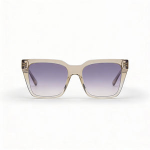 Love Moschino Classic Square Sunglasses Women — side view, Non-Polarized Grey Fuchsia lens