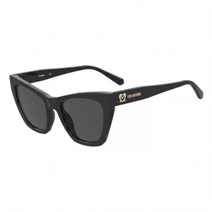 Love Moschino MOL070/S Black Cat Eye Sunglasses for Women, Black lens