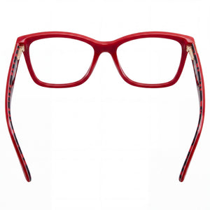 Love Moschino Mol586 Cat Eye Eyeglasses Women — side view, Red Acetate temples