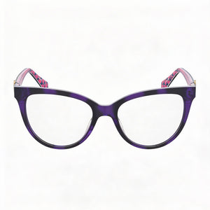 Love Moschino MOL609 Cat Eye Eyeglasses for Women — front view, Violet Havana lens
