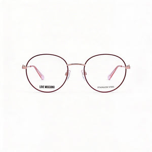 Love Moschino MOL613 Round Eyeglasses for Women — front view, Pink frame