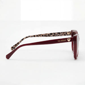 Love Moschino Cat Eye Sunglasses Women — side view, Non-Polarized Brown Shaded lens