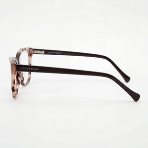 Lucky Brand D207 Square Eyeglasses Men — side view, Pink Tortoise Plastic temples