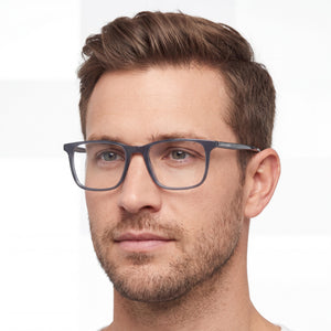Lucky Brand D418 Rectangle Eyeglasses Men — side view, Black Plastic temples